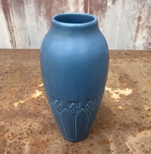 Antique 1927 Rookwood Arts And Crafts Movement Blue 9" Ceramic Vase  2394