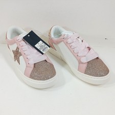 Art Class Kaitlyn Pink White Glitter Star Ribbon Lace Sneakers Girls Size 5 NEW