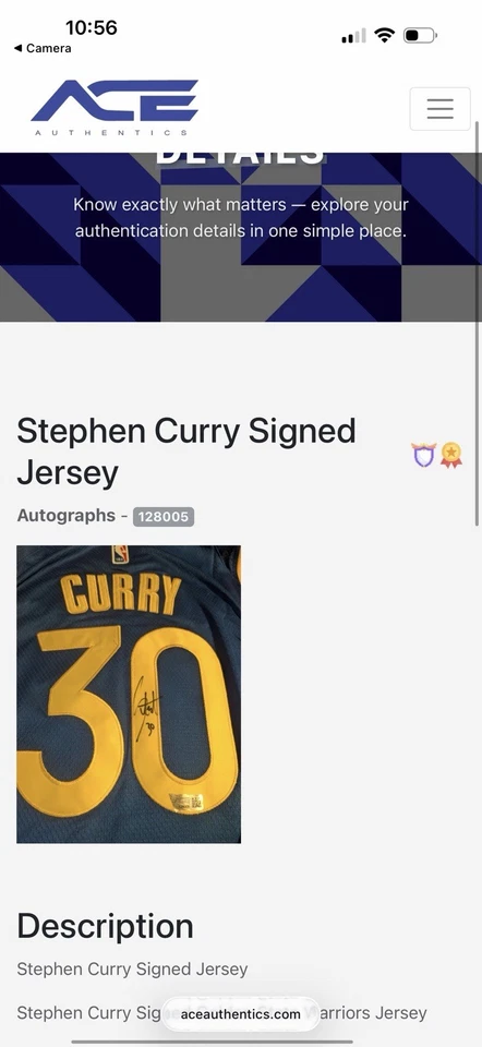 Camiseta deportiva autografiada firmada por Stephen Curry #30 Golden State Warriors azul con certificado de autenticidad Foto 4 de 4
