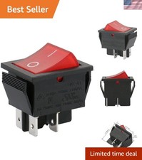 Red LED Rocker Switch DPST 4-Pin 16A 250VAC - Snap-in Mounting for Easy Use