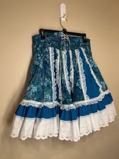 Vtg Fun Fancy Originals Women's SM Prairie Country Square Dance Skirt Lace