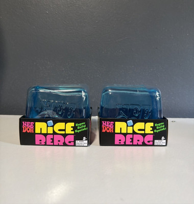Lot Of 2 NeeDoh Nice Berg Blue XL Giant Nee Doh Niceberg Solid Squish Cube Block