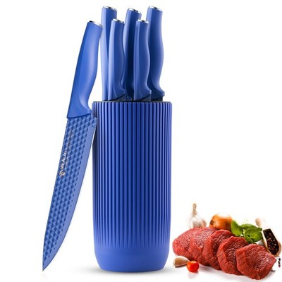 Kitchen Knife Set with Block, 6-Piece Non-stick Stainless Steel Sharp Knives ...