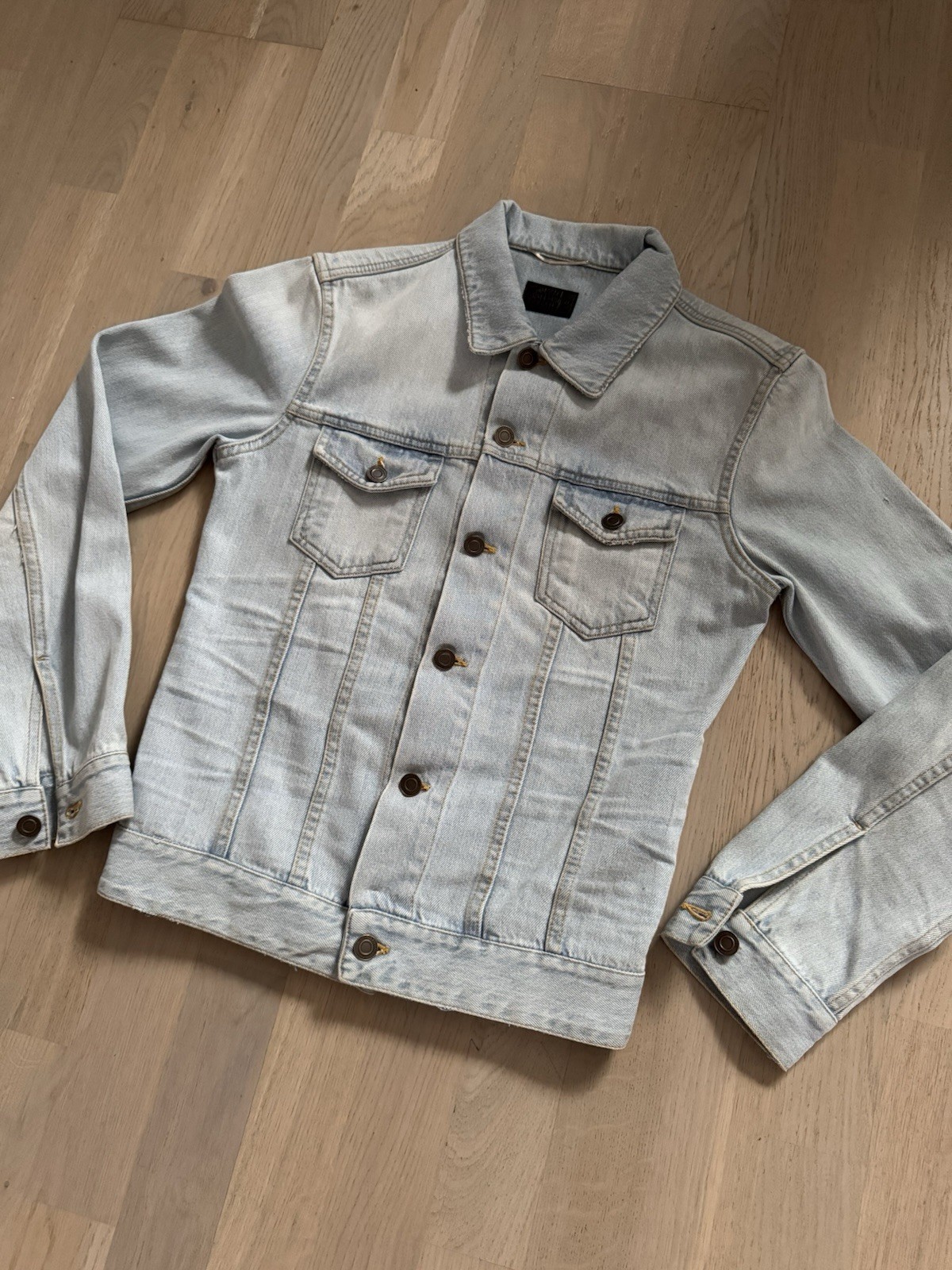 GIACCA DENIM SAINT LAURENT UOMO UNISEX taglie in foto su metro