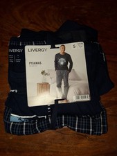 Livergy Men's Pyjama Set 100% COTTON NWT MENS SIZE SMALL NAVY BLUE