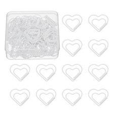 50 Pcs Heart Shape Paper Clip, Metal Paper Clip, Plastic Coating, White