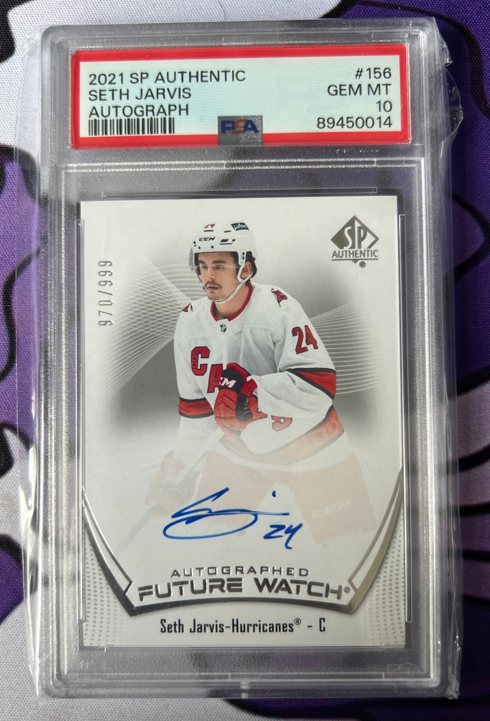2021-22 Sp Authentic SETH JARVIS Future Watch Auto Rookie /999 PSA 10