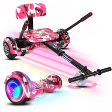 Kids Electric Hoverboard & Go Kart Attachment Self-Balancing Bluetooth eScooter