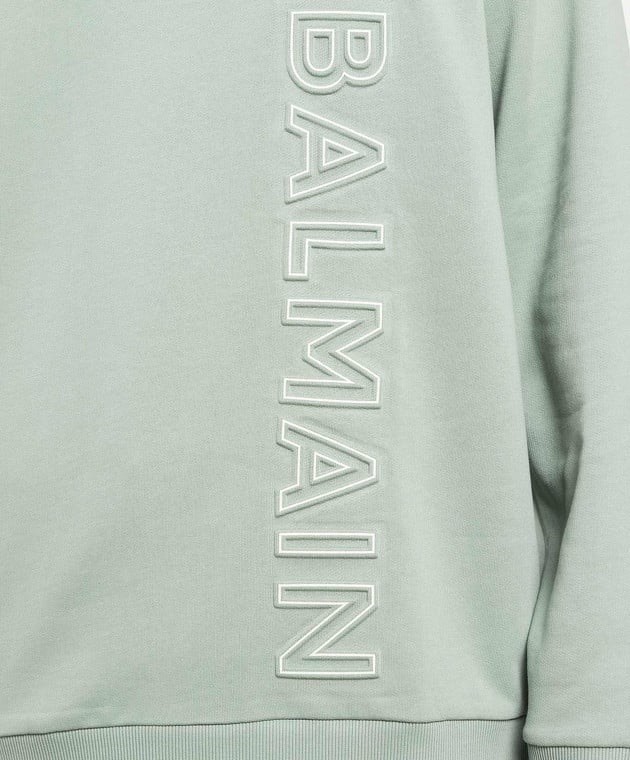 🇫🇷 ❗️NEW Balmain Paris Logo-Embossed Green Terry Hoodie Size L