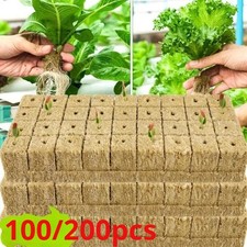 100/200PCS Rockwool Cubes Hydroponic Grow Media Seed Starter Plugs Growing Cubes