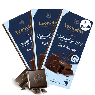 Leonidas 3er Pack zuckerreduzierte dunkle Schokoladentafel ? Premium Belgian Dark