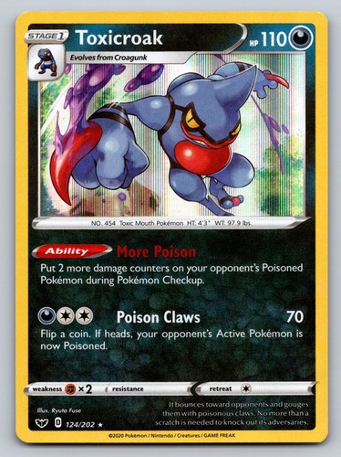 Toxicroak 124/202 Holo Rare SWSH01: Sword & Shield Base Set Pokemon Card - NM