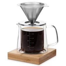 BTaT- Pour Over Coffee Maker Set, Double Wall Glass, 16 oz, Drip Coffee Maker...