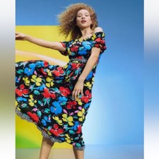 RIXO for target bright colorful floral off the shoulder maxi dress 24W/26W plus