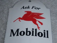 VINTAGE MOBIL MOBILOIL MOBILGAS PEGASUS 12" PORCELAIN GASOLINE THERMOMETER SIGN!