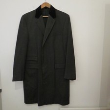 CHARLES TYRWHITT CHESTERFIELD COVERT COAT 40 CHARCOAL GREY VLEVET COLLAR ENGLISH