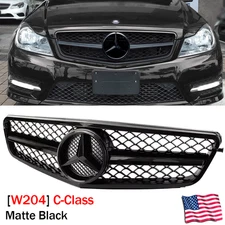 Black Grille w/Emblem For 2008-2014 Mercedes Benz W204 C Class C300 C350 Grill