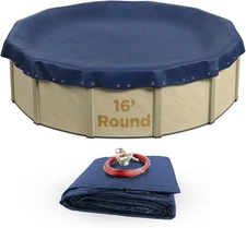 Buffalo Blizzard Deluxe 16ft Round Winter Pool Cover Heavy Duty Blue/Black