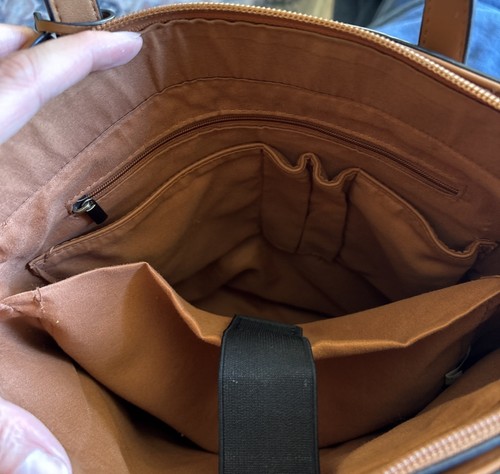 Ecosusi Brown Vegan Leather Convertible Bag Messenger Briefcase Backpack Laptop - Picture 9 of 12