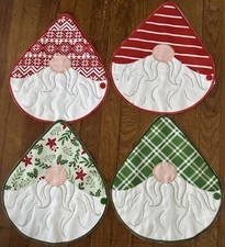Lot Of 4 Gnome Placemats, Convert To A Runner