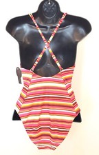 Cheeky One Piece Swimsuit Junior s Vacation RetroMulti Color Sz S Adj Straps New