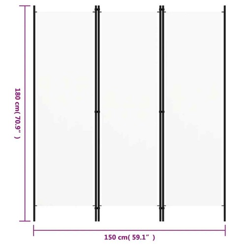 vidaXL 3-tlg. Raumteiler Weiß 150x180 cm - Bild 6 von 6