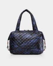 Euc Mz Wallace Dark Blue Camoflauge Large Sutton Crossbody W/ All Pouches