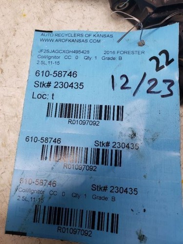 Coil/Ignitor Fits 14-16 FORESTER 1097092 - Foto 7 di 12