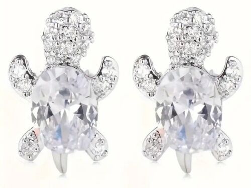 Silvery Color Turtle Stud Earrings Pair Pierced Studs pierce earring - Picture 2 of 2