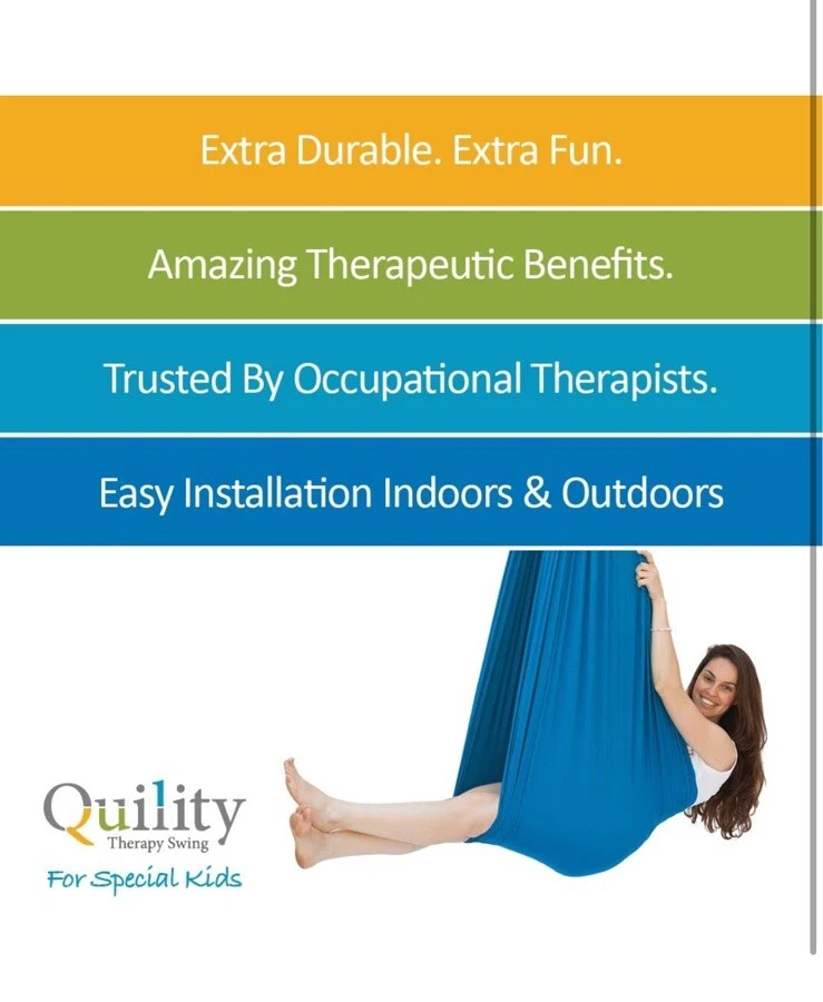 Quility Sensory Therapy Swing for Kids Indoor Hammock Light Blue 165lbs - Image 3 of 4
