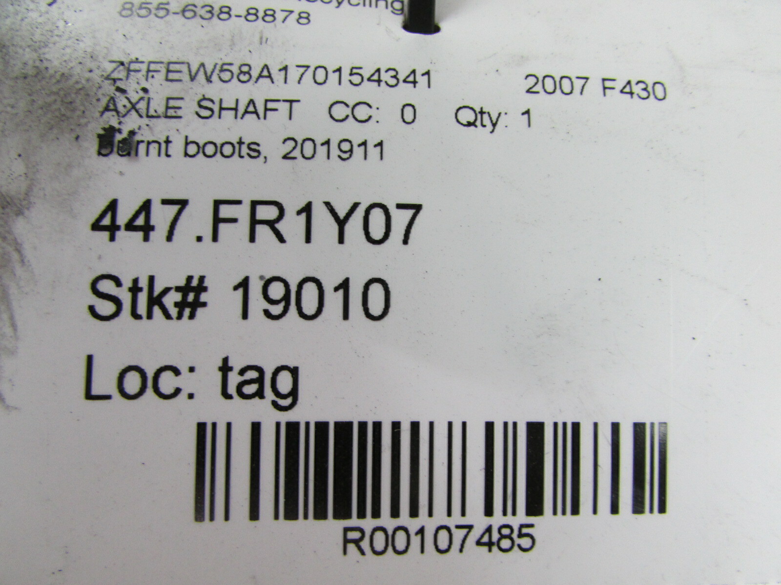 Ferrari F430, Axle Shaft, Used, P/N 201911