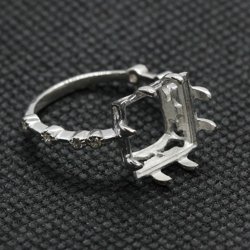 12x12 MM. Square cut semi-mount ring setting sterling silver 925#542 Pre order - Picture 2 of 4