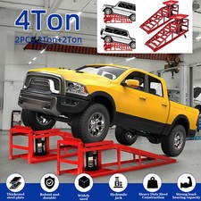 4 ton Hydraulic Car Ramps 2PC Heavy Duty Garage Auto Van Bottle Lift Jack Ramp