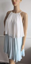 ASOS Blue White Pleated Layered Stappy Open Back Party Wedding Dress UK 10
