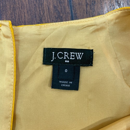 J. Crew Dress 0 Yellow Navy Blue 3/4 Sleeve Gallery Printed Shift Women's - Picture 11 of 12