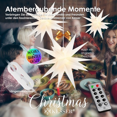 KESSER® Leuchtstern 3D LED Weihnachtsstern Adventsstern Timer für innen & außen - Bild 10 von 18