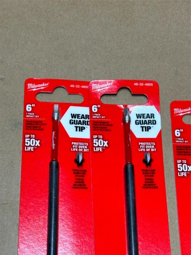 3x Pack Milwaukee Shockwave 6" Long Impact SQ2 Square Recess Drill Bits #2 - Picture 2 of 3