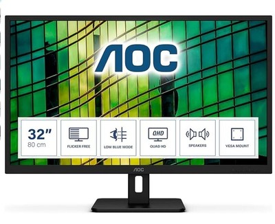 AOC Q32E2N - LED monitor - 32'' (31.5'' viewable) - 2560 x 1440 QHD @ 75 Hz - IPS