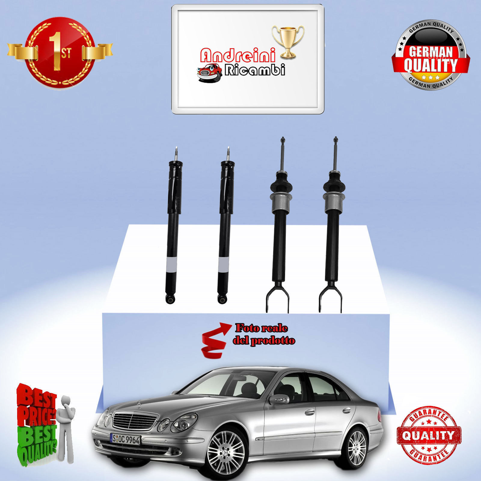 Set 4 StoßDäMpfer Vorderseite + Heck Mercedes E Klasse 320 Cdi 165KW Von 2007->-image