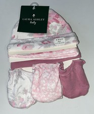 Laura Ashley Baby Newborn 0-3 Months Mitten  Cap 6 Pc Set Pink Floral NWT