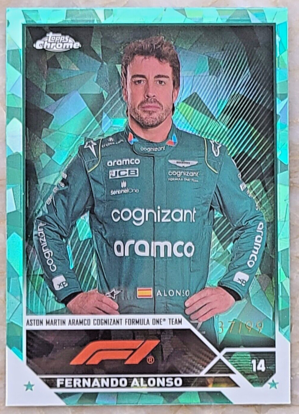 2023 Topps Chrome Sapphire Formula 1 F1 Fernando Alonso Portrait Aqua 37/99 #32