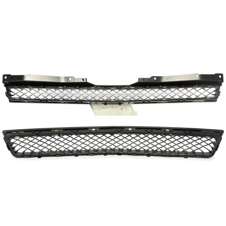 Black Front Upper+Lower Grille For Chevy Tahoe Suburban Avalanche 2007-2014 - Image 4 of 4