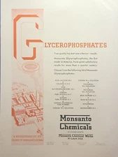 Monsanto Chemicals St Louis MO Glycerophosphates List Vintage Print Ad 1931