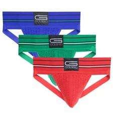 Golberg Athletic Supporter with a Naturally Contoured Waistband - 3 Pack Strap