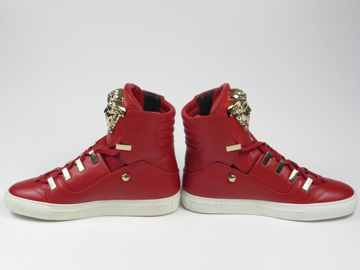 NEW 37.5 VERSACE red high hi top leather sneakers shoes IDOL