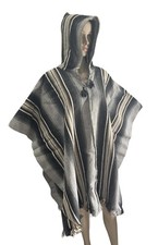 Unisex Peruvian Artisan Alpaca Hooded, Lightweight Poncho