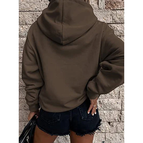 Ladies Loose Fit Long Sleeve Pullover Women Fall Warm With Pocket Hooded Tops - Picture 53 of 80