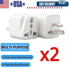2PCS European EU To US American Adapter Plug Converter Euro Asia to USA