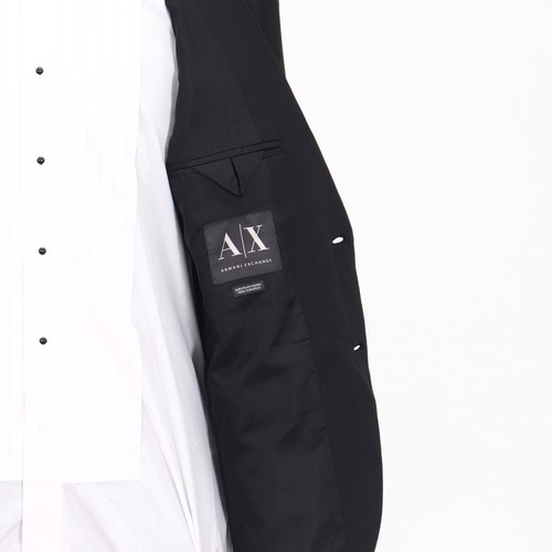 Armani Exchange 44R Black Sport Coat Blazer Jacket Solid 2B Polyester - Picture 9 of 10