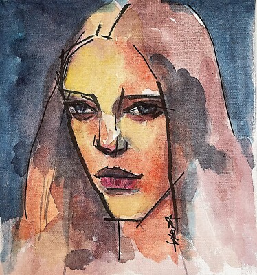 Abstract Watercolor Aquarell auf Papier Porträt Portrait Bild